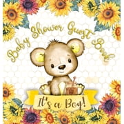 It's a Boy: Baby Shower Guest Book with Teddy Bear and Sunflower Theme, Memory Book with Wishes, Advice, and Gift Tracki, (Hardcover)