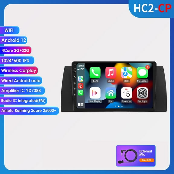 For BMW E39 E53 X5 M5 9" GPS Navigation Wifi Android 12.0 Auto Car Stereo Radio Carplay 2 32GB