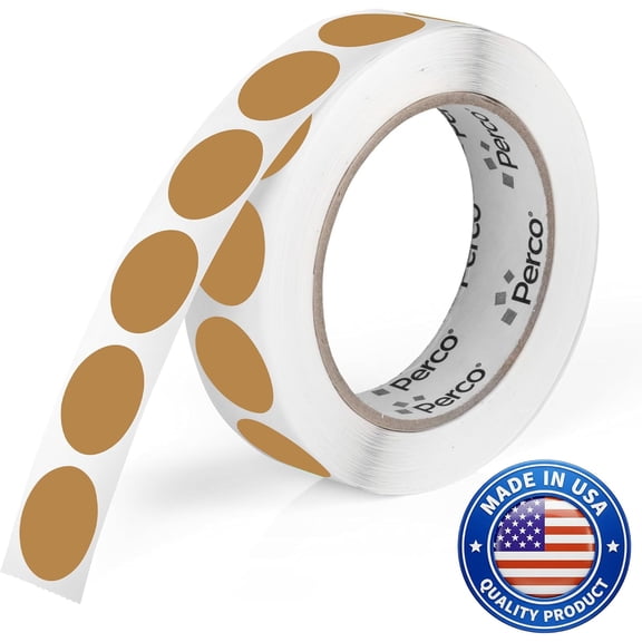 Perco Kraft Brown Round Circle Dot Sticker 1-Inch Labels with Perforation for Easy Tear-Off - 1,000 Stickers per Roll - Natural Rustic Labels for Handmade Products, Pricing & Packaging - Made in USA