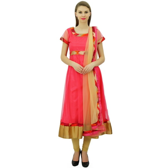 Atasi Indian Ethnic Casual Bollywood Pink Stitched Salwar Anarkali Suit Set-14