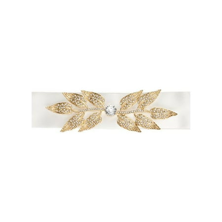 

UNbranded David Tutera Wedding Dress Belts Ivory Satin Sash With Gold Leaf Embellishment