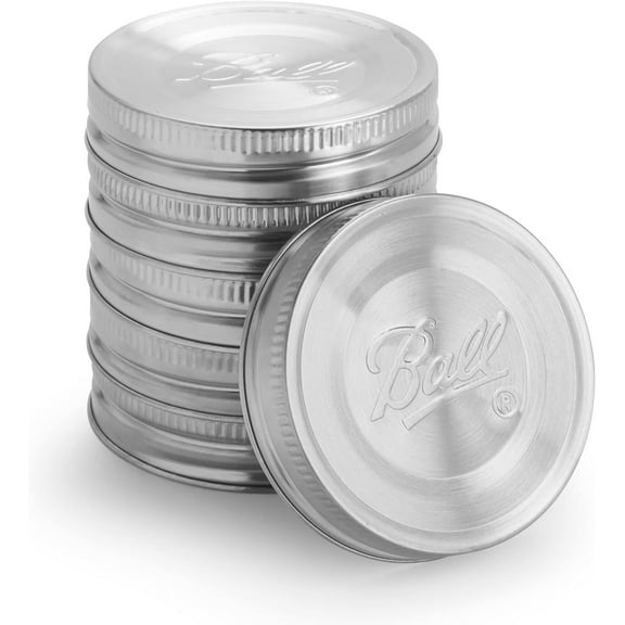 Jar Stainless Steel One-Piece Mason Jar Lids, Wide Mouth, 6-Pack,Silver