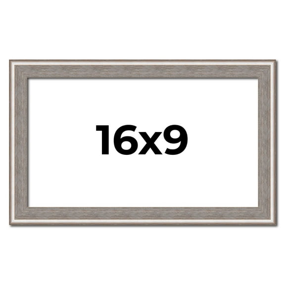 16x9 Frame Grey Real Wood Picture Frame Width 1.25 inches | Interior Frame Depth 0.5 inches | Hans