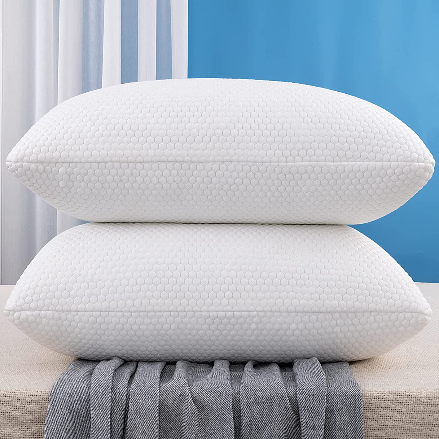Queen Pillows CHRUI 2 Pack, Shredded Memory Foam Bed Pillows Set of 2