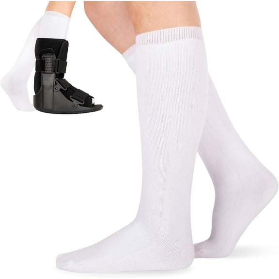 Orthopedic Walking Boot Replacement Socks - Medical Tubular Cast Socks to be worn under a Walker and Leg or Foot Fracture Boot, Unisex (Pair) High Top (Pack of 1)