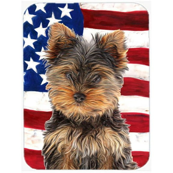 Carolines Treasures  USA American Flag with Yorkie Puppy & Yorkshire Terrier Mouse Pad