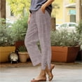 thumbnail image 2 of vigerkar Womens Striped Linen Pants 2025 Summer Casual High Waisted Cropped Pants Loose Straight Leg Dressy Trousers with Pockets , XXL, 2 of 9