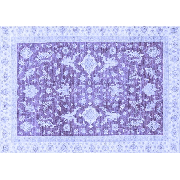 Ahgly Company Machine Washable Indoor Rectangle Oriental Blue Traditional Area Rugs, 2' x 5'