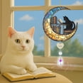 thumbnail image 3 of Black Cat and Bookshelf Suncatcher - Black Cat Reading a Book on The Moon Suncatcher, Book Ornament with Crystal Suncatcher, Cat Memorial Gifts for Loss of Cat, Gift for Book Lovers and Cat Lovers., 3 of 9