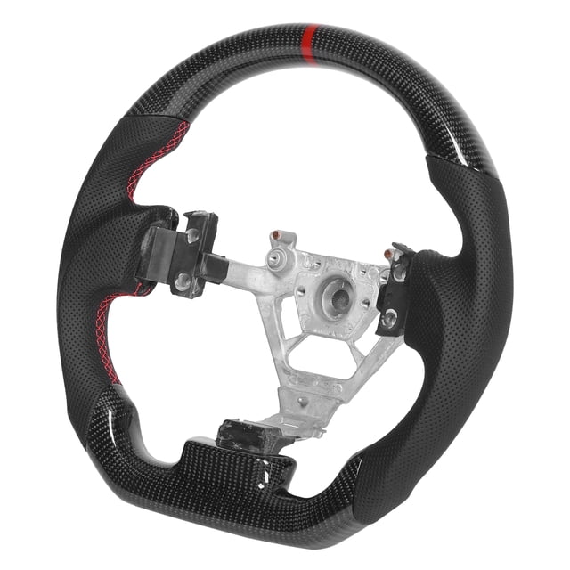 Flat Bottom Steering Wheel Custom Carbon Fiber Steering Wheel Nappa Perforated Leather Fit For 350z 2003-2008
