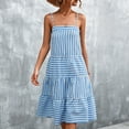 thumbnail image 2 of IROINNID Women's Empire Dress Casual Gorgeous Fashion Summer Sling Mid-waist Sleeveless Strapless Striped Dress V-Neck Comfort Waist Dress, 2 of 7