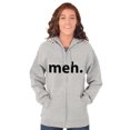 thumbnail image 4 of Meh Careless Sarcastic Satire Funny Unisex Fleece Graphic Zip Up Hoodie Brisco Brands 3X, 4 of 5