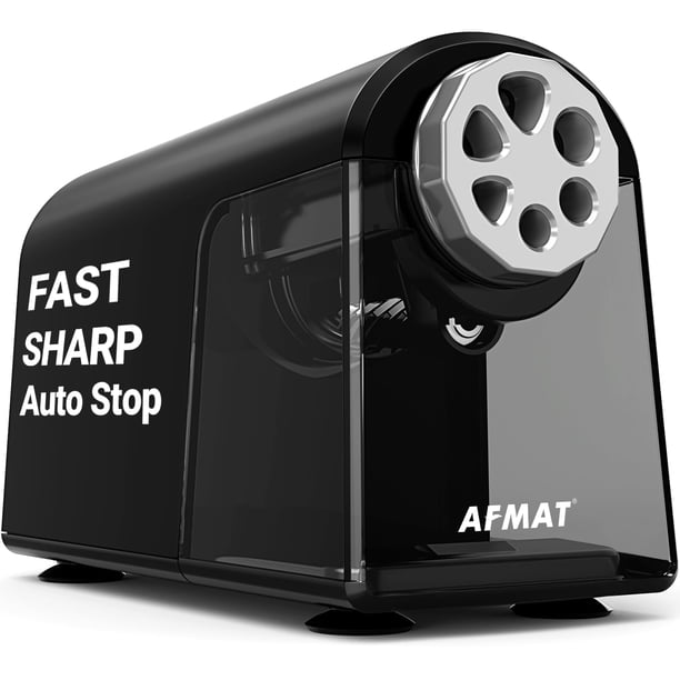 Sacapuntas eléctrico AFMAT Heavy Duty con 6 agujeros, negro