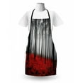 thumbnail image 3 of Forest Apron, Fantasy Woodland Under Fog Trees Jungle Bushes Contrast Colors, Unisex Kitchen Bib with Adjustable Neck for Cooking Gardening, Adult Size, Pale Grey Black and Red, by Ambesonne, 3 of 4
