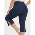 thumbnail image 5 of FlorCurve Plus Size Capri Leggings for WomenTummy Control Yoga Pants Stretch Workout Leggings, Navy Blue 2XL, 5 of 7