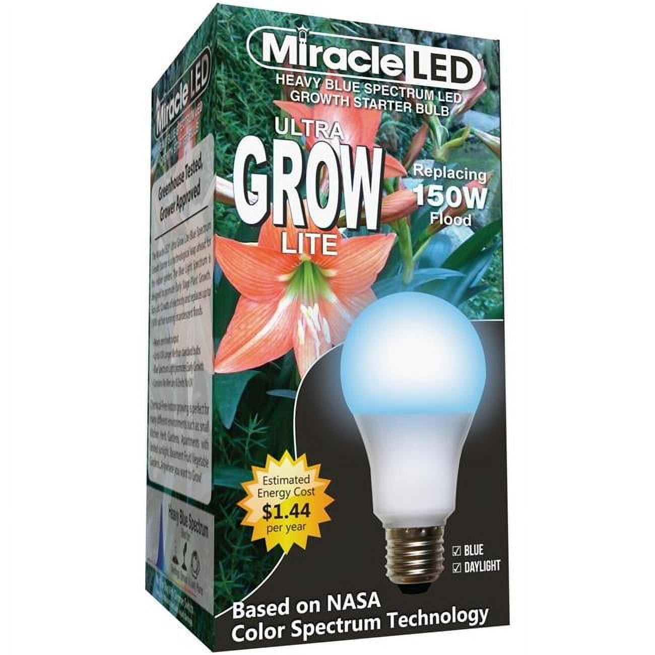 Miracle LED Ultra Grow 150W Equivalent Blue & Daylight Spectrum A19 Medium Base LED Plant Light Bulb