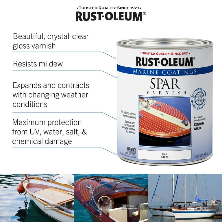 Clear Rust Oleum Marine Coatings Spar Varnish Gloss Quart Walmart