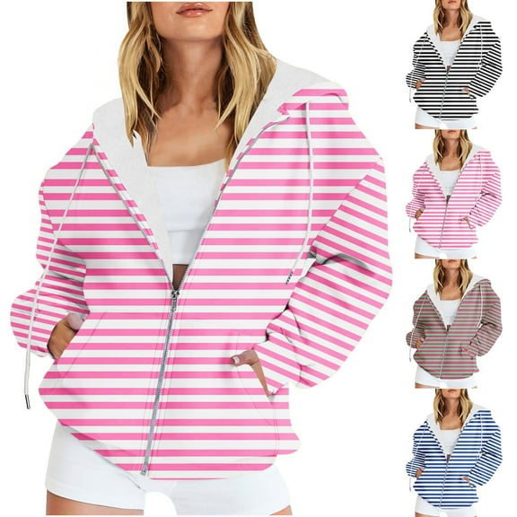 Womens Fall Fashion 2025 Fall Outfits for Women 2025 Casual Printed Zippered Long Sleeved Hooded Sweater Jacket Top