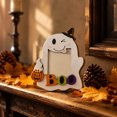 thumbnail image 2 of Kieccall Halloween Ghost Wooden Picture Frame Cute Spooky Shape, Ghost Shaped Photo Frame with Stand and Hanging Rope, Tabletop Ornament Wall Hanging Decor for Halloween Party Home, 2 of 6