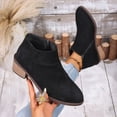 thumbnail image 2 of hopeusnice Women Suede Ankle Boots Side Zipper Closure Block Heel Design For Office Wear And Evening Occasions Black 36, 2 of 9
