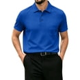 thumbnail image 3 of Men's Breeze Polo Shirts Beer Belly Breeze Short Sleeve Wear Collared Textured Shirt Stretchy Quick Dry Casual Golf,Blue,3XL, 3 of 6