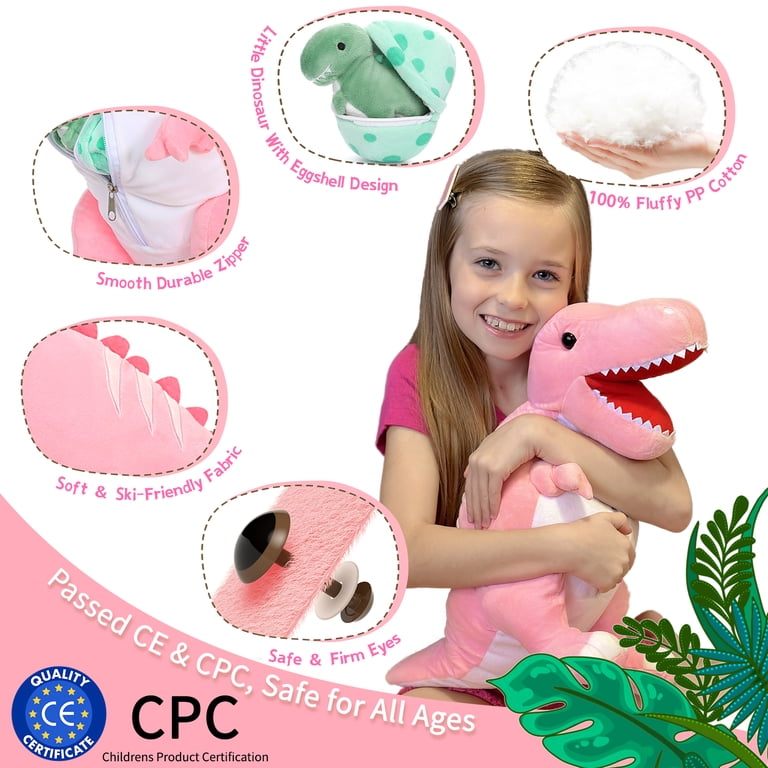 Morismos Mommy Dinosaur Plush with 3 Baby Dinosaurs & Eggs photo 2