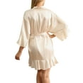 thumbnail image 3 of KelaJuan Women's Satin Robes 3/4 Sleeve Ruffle Hem Kimono Robe Silk Bridesmaid Robe Lingerie Sleepwear, 3 of 6