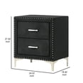 thumbnail image 5 of Benjara Moha 28" Nightstand- Wood- 2 Drawers- Metal Handles- Black Velvet, 5 of 6