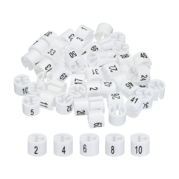 Clothes Hanger Marker Colored Hanger Sizer Garment Markers Tag (Number 1-50, White), Set of 50