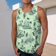 thumbnail image 2 of ZCFZJW Mens Beach Tank Tops Summer Sleeveless Tropical Pattern Tees Shirt Loose Regular Fit Graphic Quick Dry Gym Workout Tanks Top Green#06 M, 2 of 5