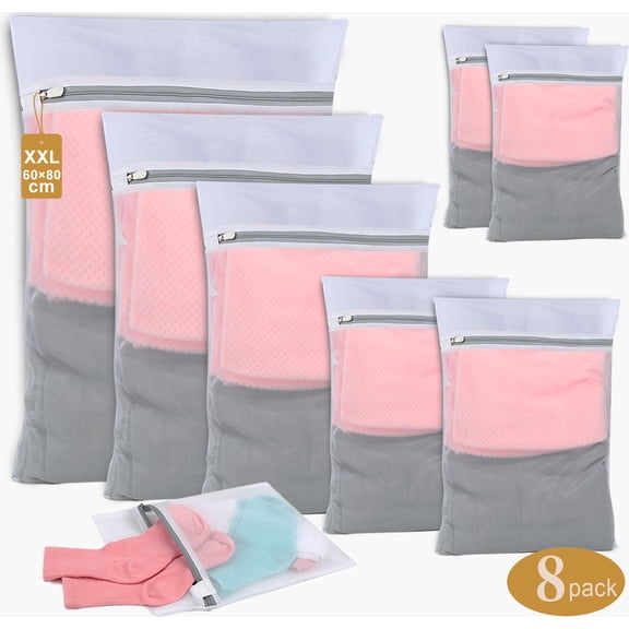 Angooni 8 Pack Mesh Laundry Bags Set - Dedicated Laundry Bags for Washing Machines, Multiple Sizes