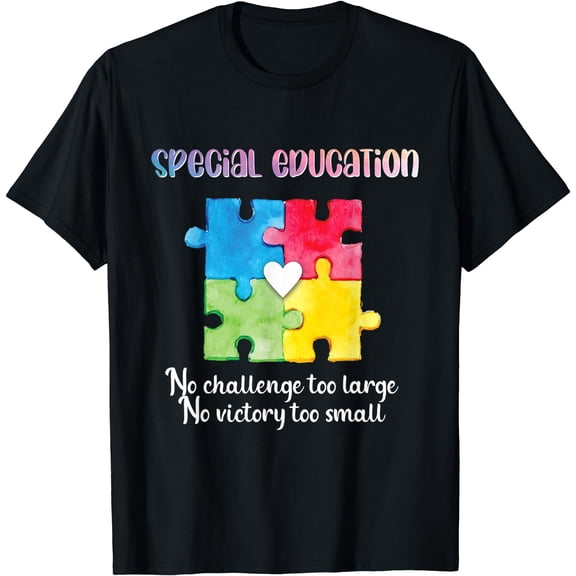 Autism Awareness no challenge too large no victory too small T-Shirt Black 3X-Large