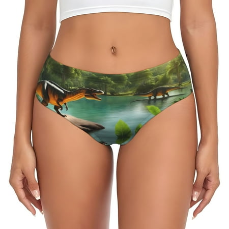 Womens Underwear - Lake Forest Dinosaur No Show Seamless Underwear for Women  Soft Stretch Sexy Women s Panties  Cute Hipster Ladies Panties Bikini Underwear Briefs