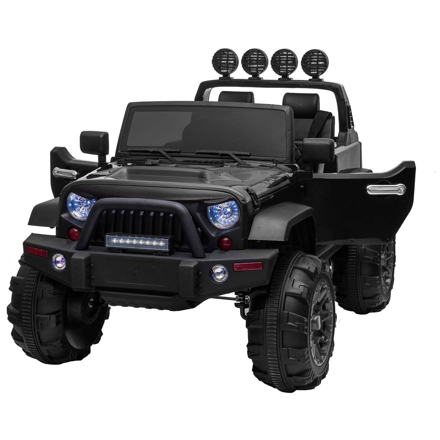 TOBBI 12V Electric Battery-Powered Ride On Jeep Wrangler Toy Vehicle, Black  