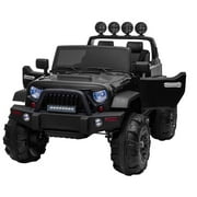 TOBBI 12V Electric Battery-Powered Open Top SUV Ride On Toy Vehicle, Black