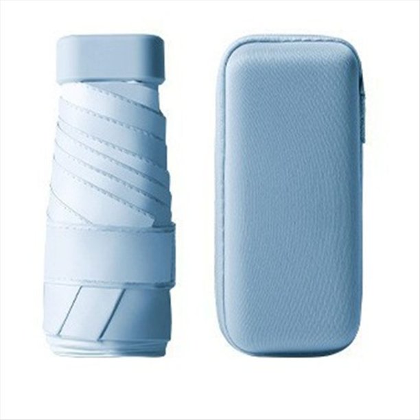 Seis Veces Paraguas de la Tarjeta Portátil de Bolsillo Cápsula Paraguas de Doble Propósito Anti-Ultravioleta Protector Solar Paraguas Azul