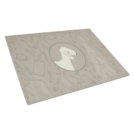 

Carolines Treasures CK2167LCB Bedlington Terrier In the Kitchen Glass Cutting Board Large 12H x 16W multicolor