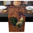 thumbnail image 1 of Rooster Farm Animal Burlap Linen Table Runner and Placemats Set of 4, Retro Brown Backdrop Washable Dining Table Decor Set for Kitchen, Party, Banquet, 16"x72", 1 of 7