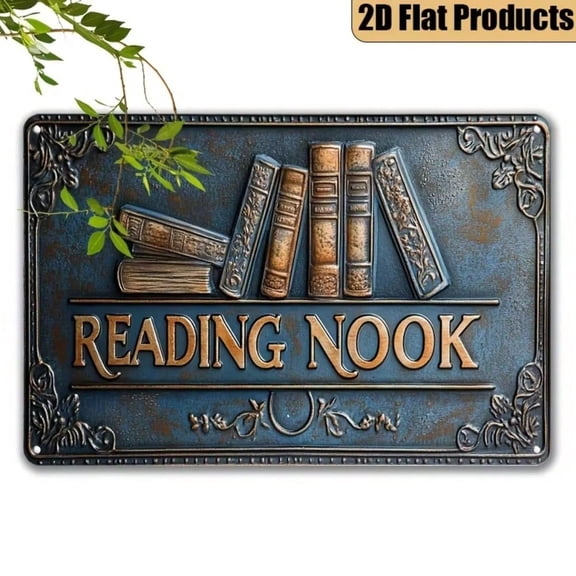 HELLOYOUNG Cantura Vintage Metal Wall Decor Retro 2D Plaque for Book Lovers Home Office Library Gift for Bookworms