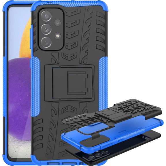 Case for Samsung Galaxy A53 5G, Tyre Pattern Design Hybrid TPU PC Material Double Layer Protection Shockproof Cover with Kickstand Phone Case for Samsung Galaxy A53 5G XC Blue