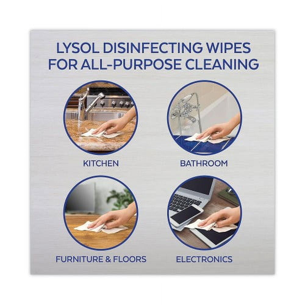 LYSOL Brand Disinfecting Wipes, 1-Ply, 7 x 7.25, Lemon and Lime Blossom, White, 35 Wipes/Canister, 3 Canisters/Pack, Each