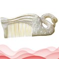 thumbnail image 4 of 1 peine de cuerno de buey con grabado de doble cara, peine creativo con forma de cisne, peine alisador de cabello portátil, herramienta de peluquería antiestática para viajes en casa., 4 of 7