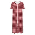 thumbnail image 3 of LckLvx Womens Sleep Robes Zip Front Short Sleeve Print Loose Long Nightgowns with Pockets Loungewear Housecoat, 3 of 7