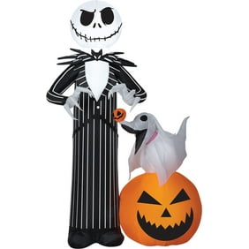 Halloween Airblown Inflatable 5 Ft Jack Skellington With Pumpkin