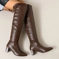 thumbnail image 6 of Viluyesy Over The Knee Boots for Women Faux Leather Pointed Toe Chunky Heel Side Zipper Comfortable Dress Shoes Brown Size 5.5, 6 of 9