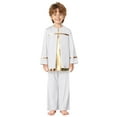 thumbnail image 4 of renvena Boys 2 Piece Worship Liturgical Outfits Long Sleeve Praise Dance Pullover Tops with Wide-Leg Pants Set White 8, 4 of 7