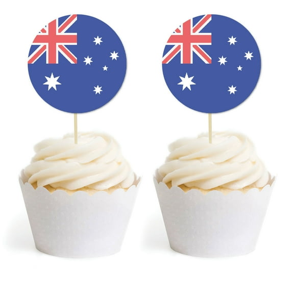 Global World Flag Party Collection, Round Cupcake Wrappers, Australia, 20-Pack, Olymics, Soccer, Football World Cup
