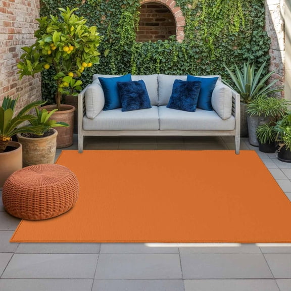 Outdoor Rug 3x5ft Bright Orange Large Area Rug Solid Color Indoor Outdoor Carpet Outdoor Rugs Mats for Patio Camping,RV,Front Door, Outside Decor