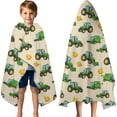thumbnail image 3 of Cartoon Tractors Pumpkins Beige Pattern Hooded Bath Towel，60"x35" for Ages 3 To 12 Kids, Quick Dry Lightweight Soft Microfiber Hood Beach Towel Cover Up for Kids, 3 of 7