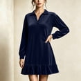 thumbnail image 3 of Sheghy Women Fall Collared Long Sleeve Shirt Dress Ruffle Hem Loose Fit, 3 of 6